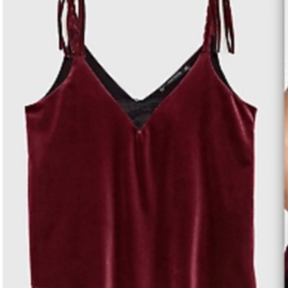 Zara Burgundy Velvet Tank Top Medium - NEW!